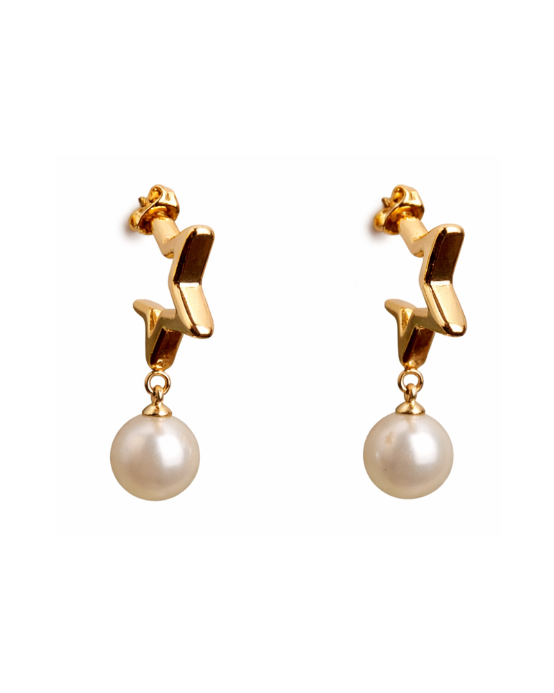 Star Pearl Drop Earrings