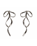 Sculpted Silver Ribbon Drop Earrings