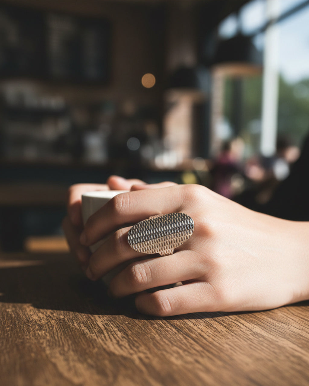 Textured Oval Shield Ring