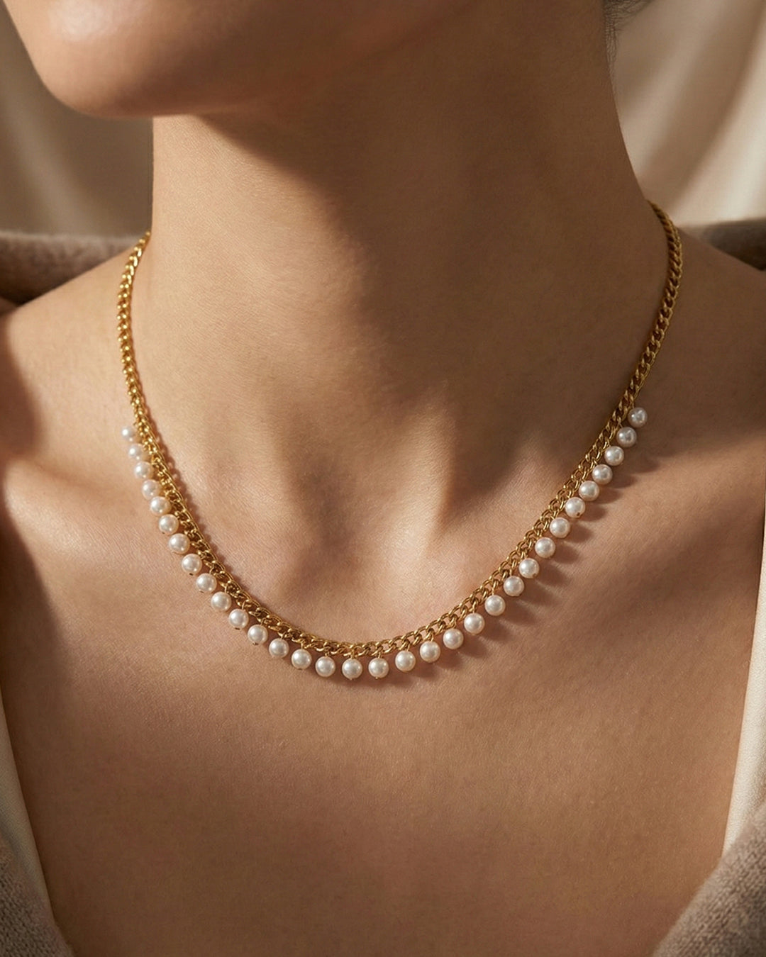 Pearl Drape Chain Necklace