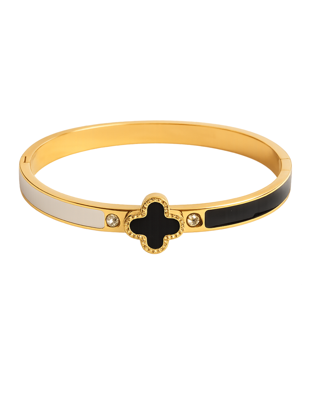Noir & Blanc Clover Bangle