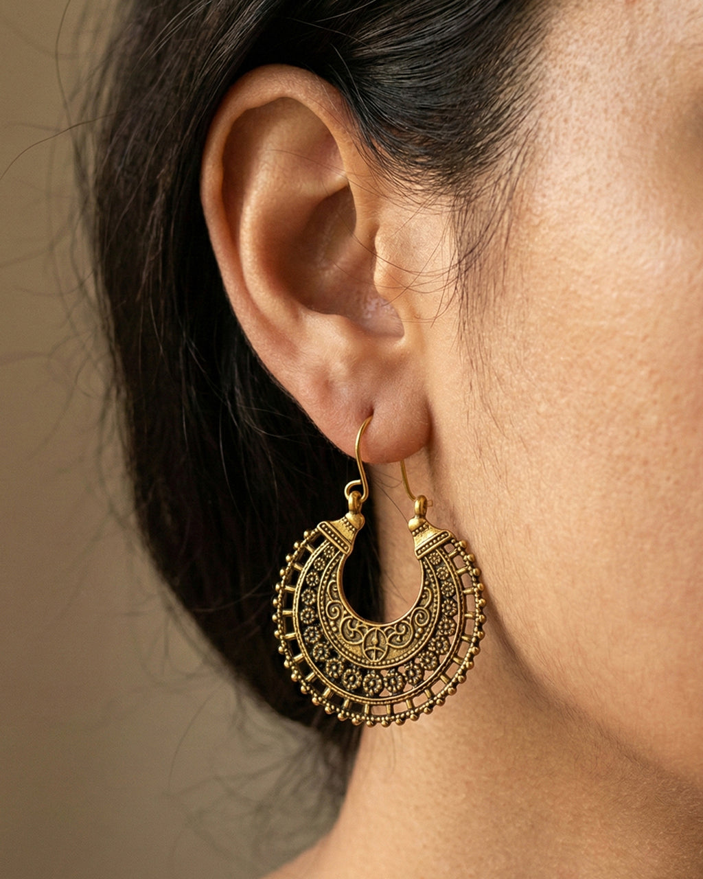 Intricate Tribal Mandalla Hoops