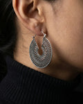 Silver Filigree Crescent Hoops