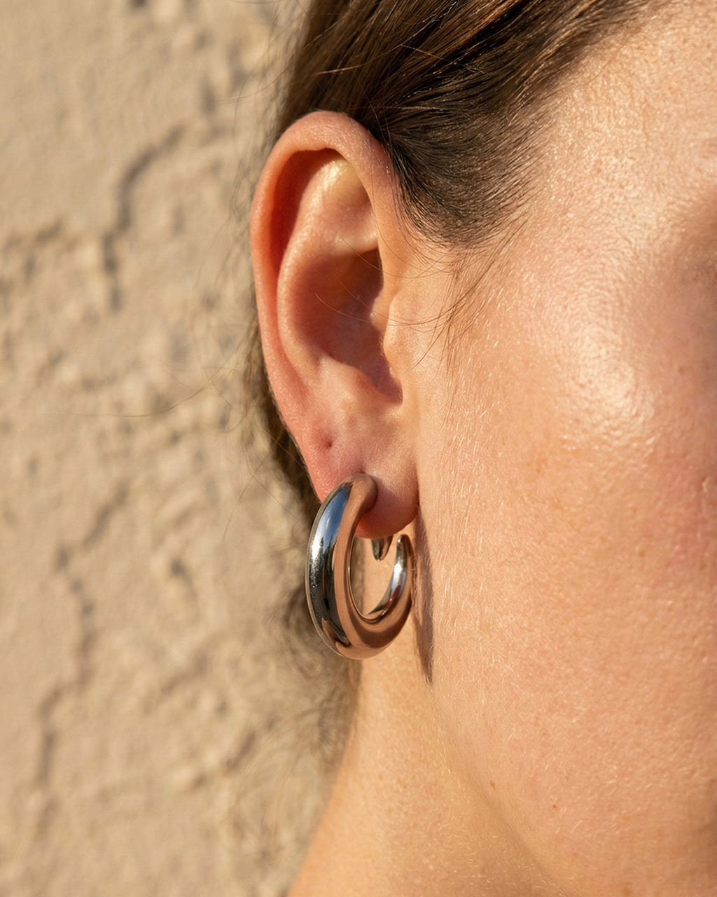 Chunky Silver High-Shine Hoops