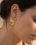 Large Abstract Gold Petal Studs