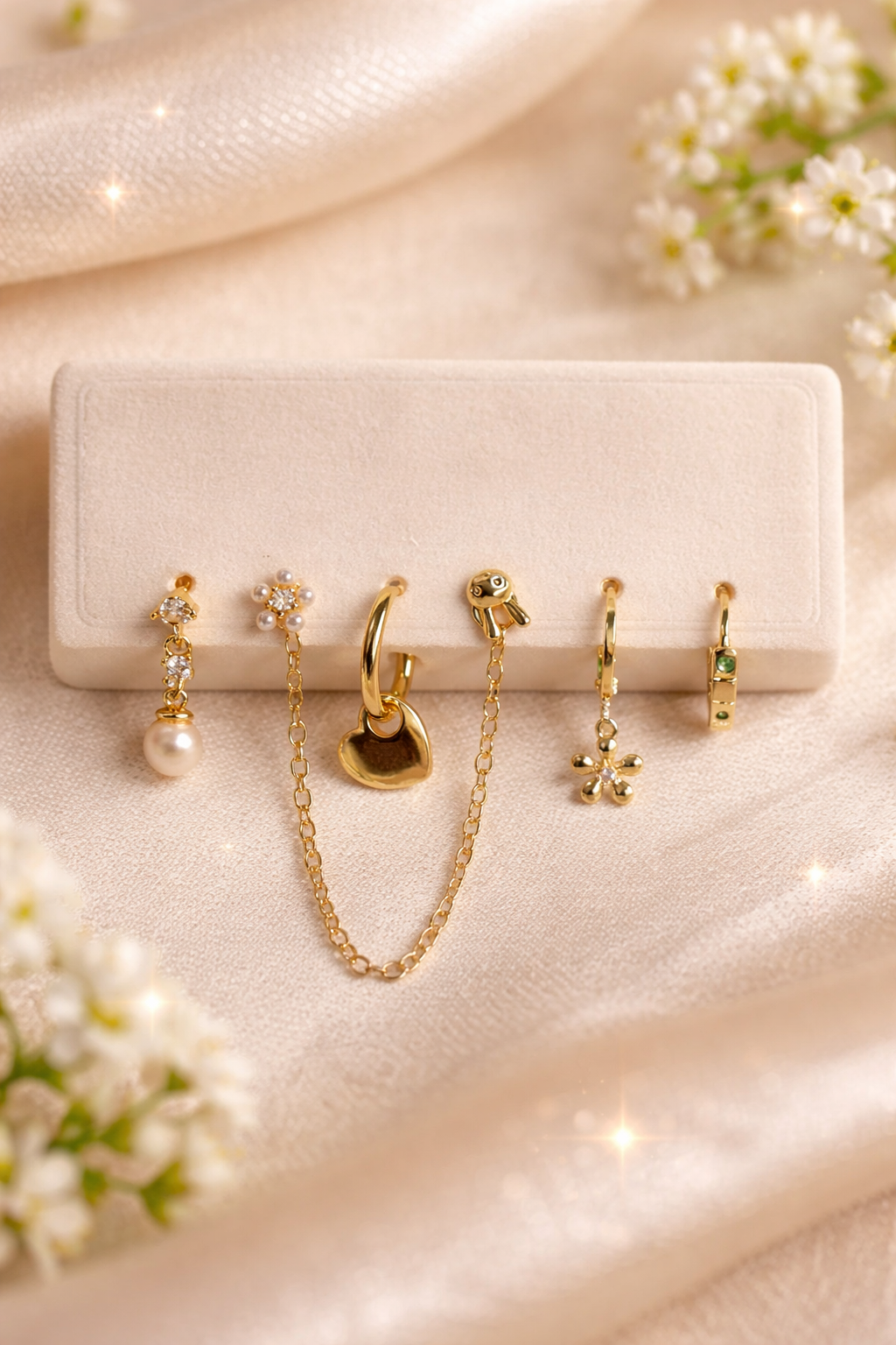 Golden Charm Earring Set