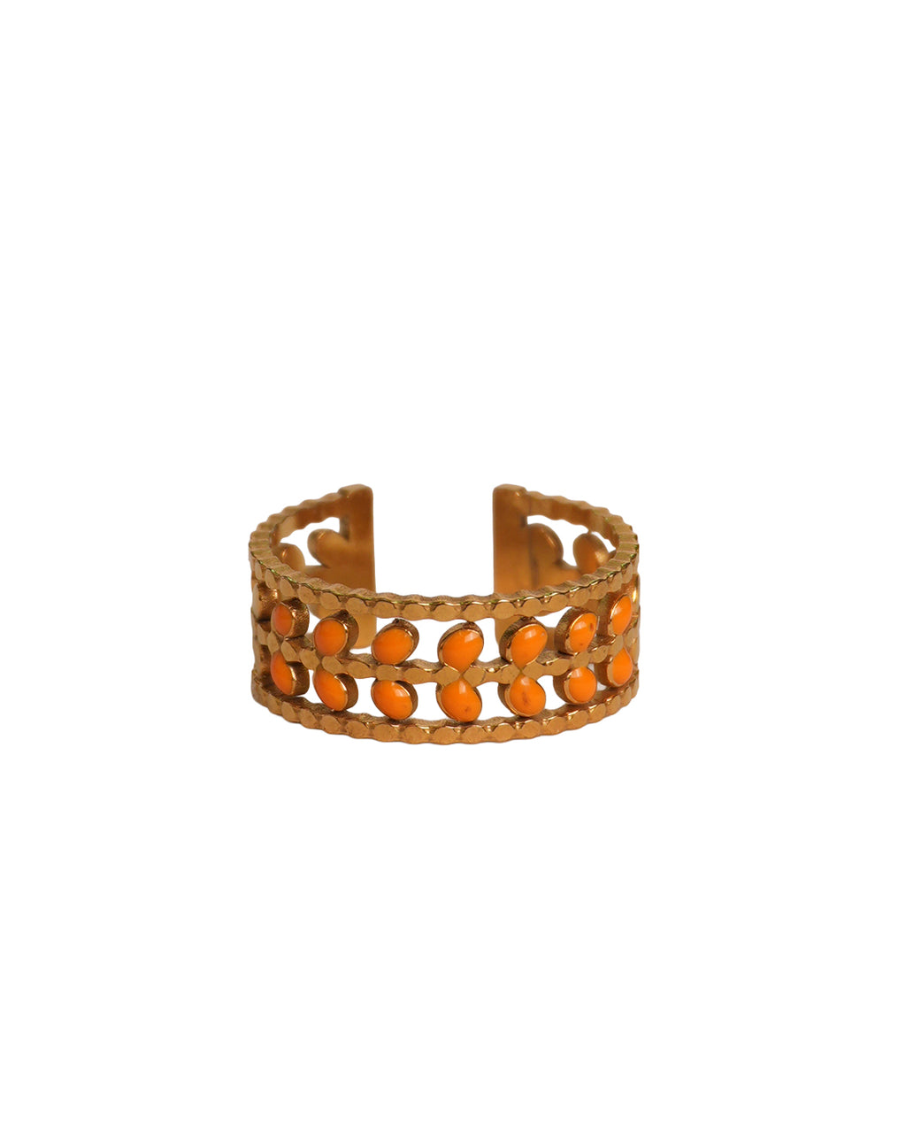 Beaded Amber Petal Ring