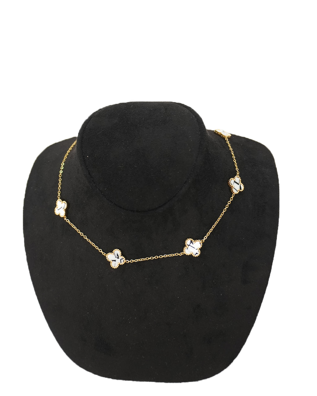 Inlay Clover Station Necklace