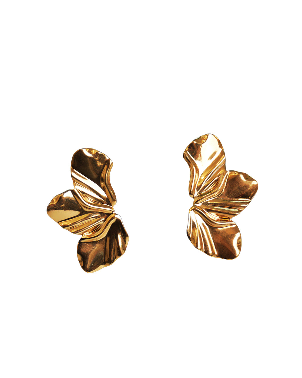 Large Abstract Gold Petal Studs